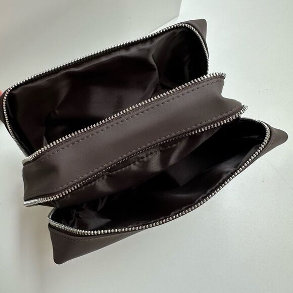 Dolce & Gabbana Beauty Cosmetic Toiletry Bag Brown Dual Zipper 2 Compartments - Picture 7 of 10